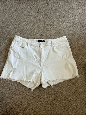 Kut from the Kloth White Distressed Frayed Hem Jean Shorts